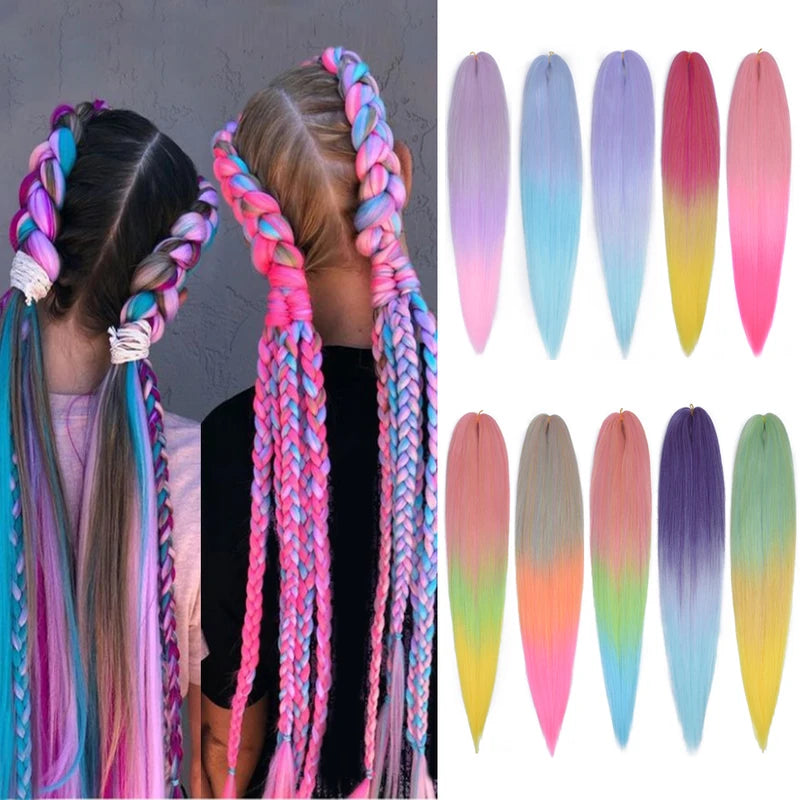Synthetic Hair Extensions 26 Inches Pink Blonde Twist Jumbo Braid Bulk