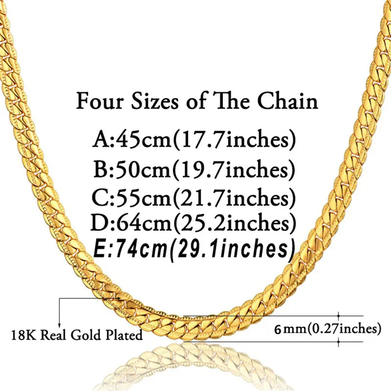 Adjustable Long Snake Chain Necklace 3.5mm Flat Stainless Steel Unisex Jewelry