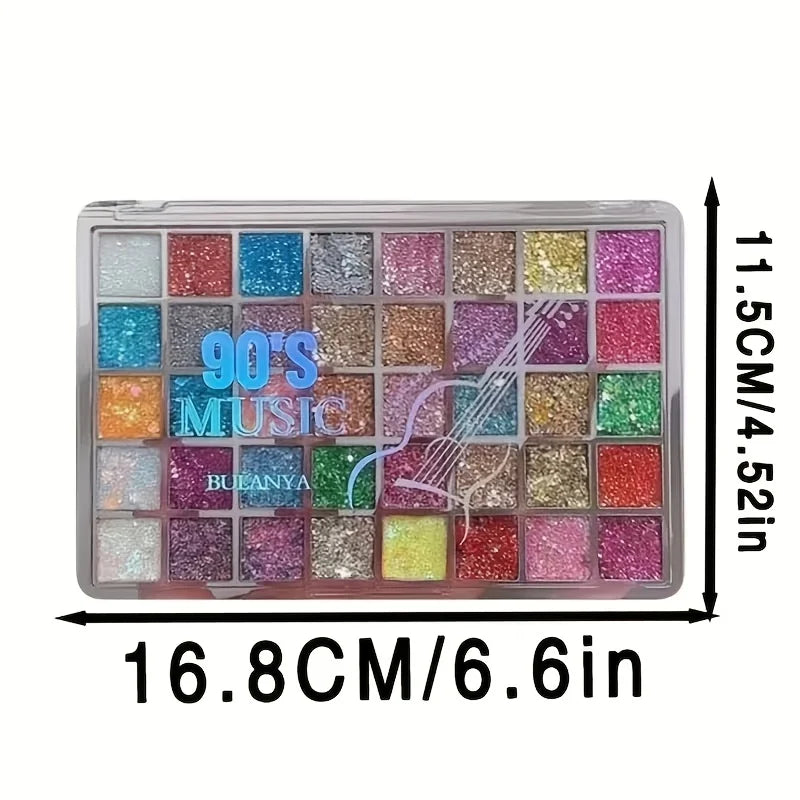 40-Color Eye Shadow Palette with Glitter & Matte Shades - Water-Resistant & Sparkling Makeup