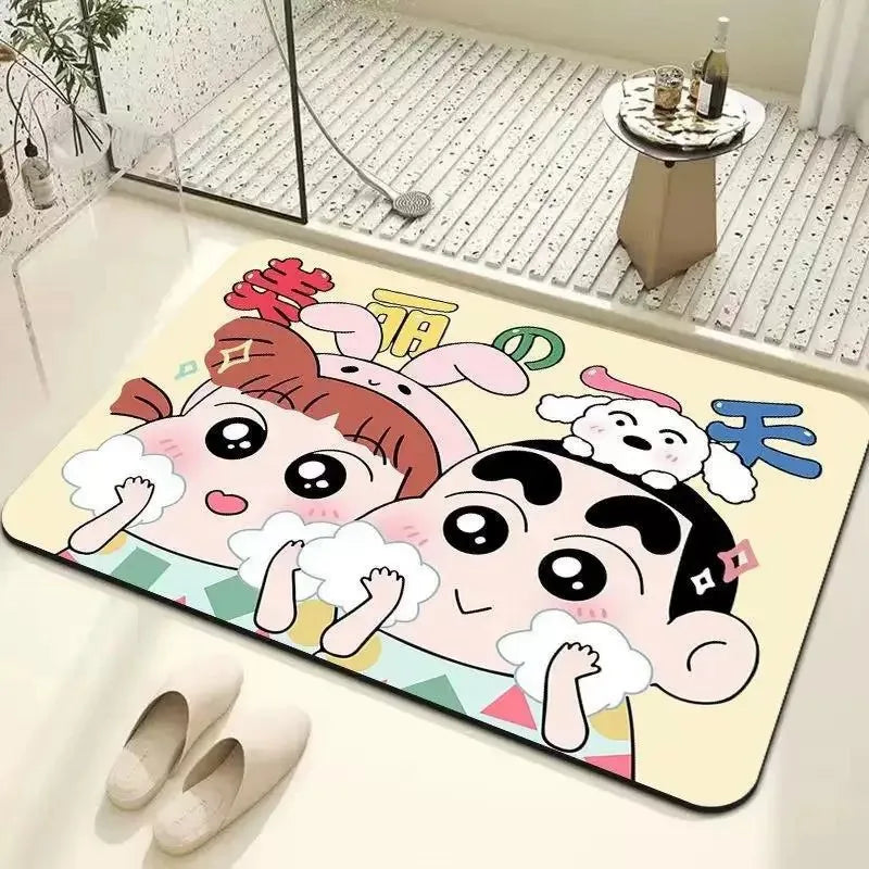 30x40cm Shower Floor Mat Quick Dry Water Absorption Cartoon Design Soft and Comfortable