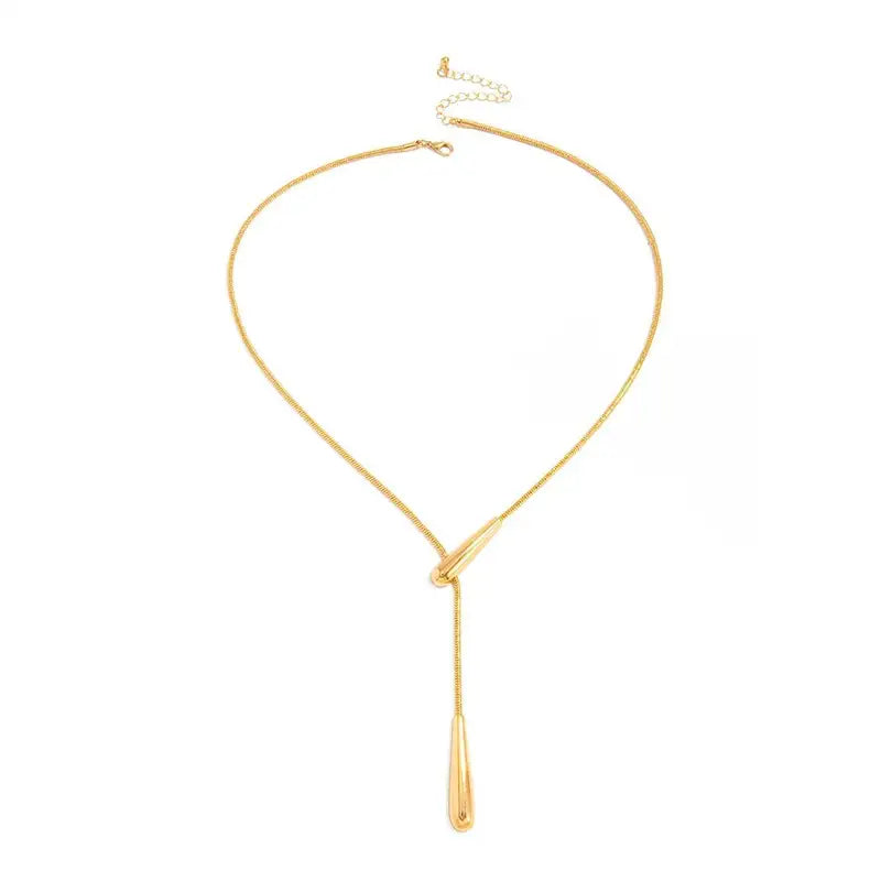 Trendy Punk Metal Waterdrop Pendant Necklace for Women, Simple Chain Jewelry