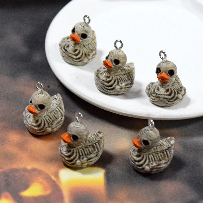 10pcs Halloween Skeleton Duck Resin Charm Earrings Necklace Bracelet Jewelry Making Supplies