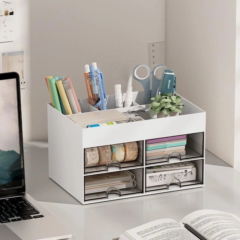 Multi-Functional Desktop Storage Box with Drawers for Office, Makeup & Vanity