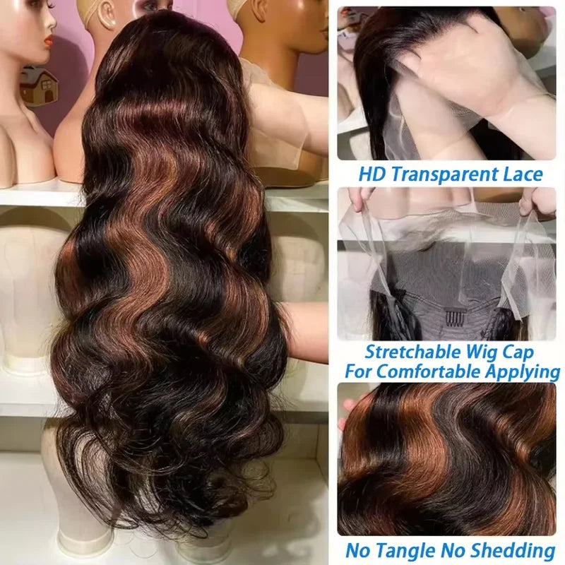 Deep Wave Human Hair Wig 13x4 HD Lace Front 30-36 Inch 250% Density - Natural Look