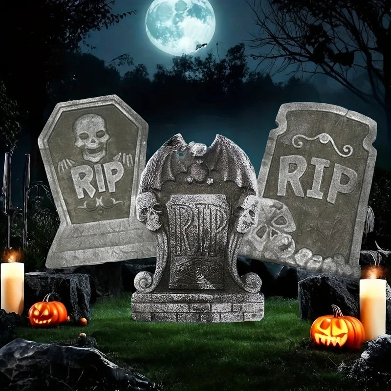 Halloween Foam Tombstone with RIP Letters - Spooky Yard Graveyard Decoration