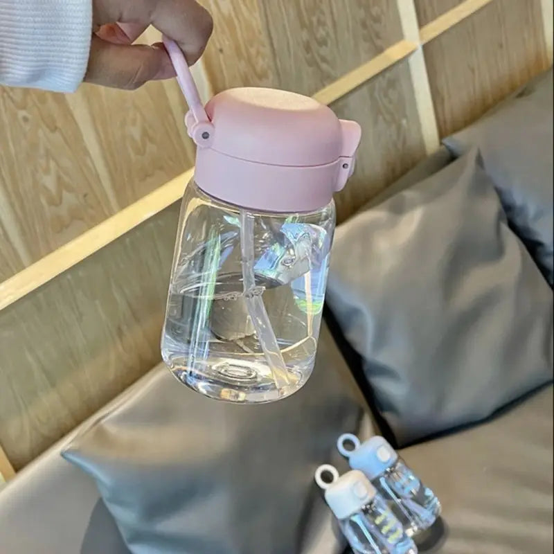 Kids Leak-Proof 400ml Cartoon Sippy Cup with Straw - Lightweight Plastic Water Bottle for Toddlers