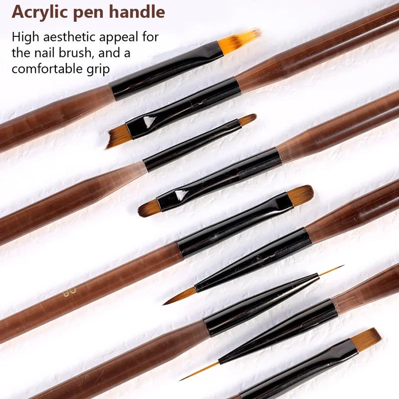 9Pcs Nail Art Brush Set Fine Line Painting Detailing Pens for Gel Nails