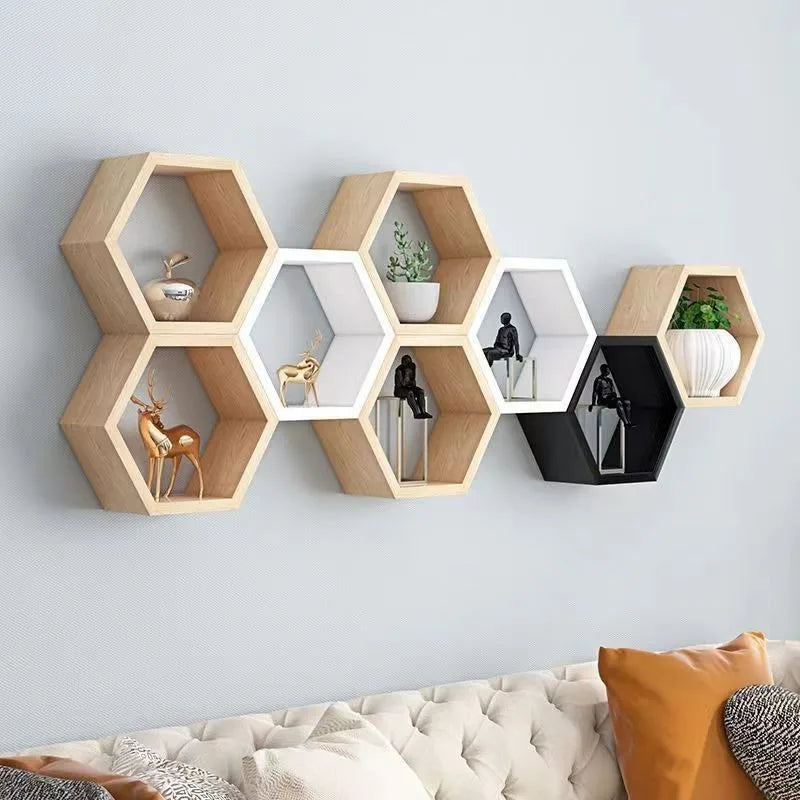 Hexagonal Honeycomb Wall Storage Rack - Creative Minimalist Grid Organizer