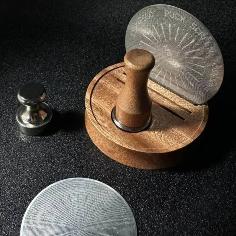 Reusable Espresso Puck Screen Magnet Handle Kit for 51/53/58mm Coffee Filters