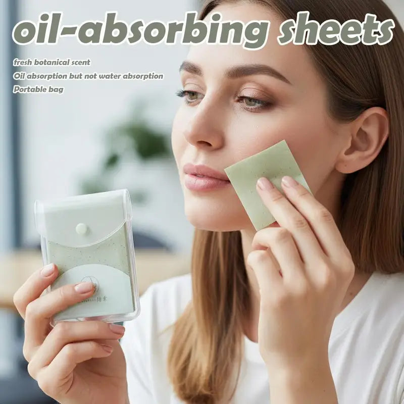 160 Sheets Oil Control Blotting Papers with Travel Case - Green Tea Face Tissues