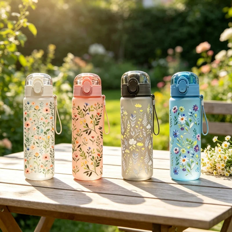 780ml Cartoon Kids Water Bottle with Leakproof Straw & Carry Strap - Large Capacity Portable Hydration