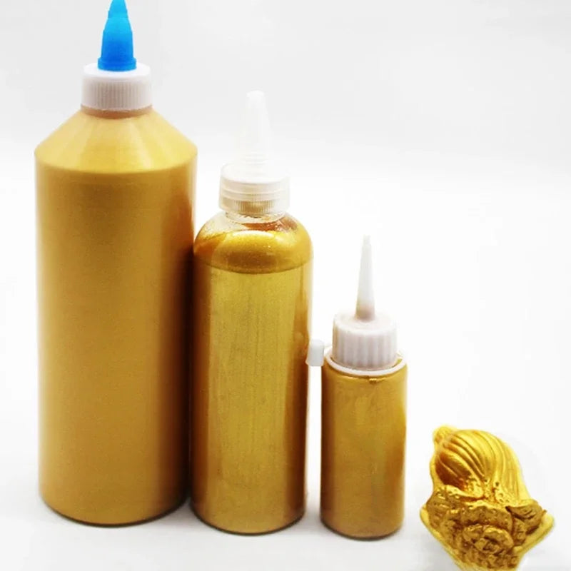 500ml Metallic Acrylic Paint Set - Gold Silver Copper Waterproof Craft Paint