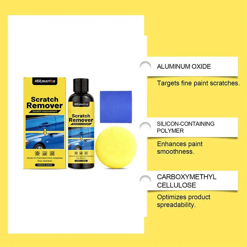 Car Scratch Remover Kit with Polishing Compound & Sponge - Auto Paint Repair