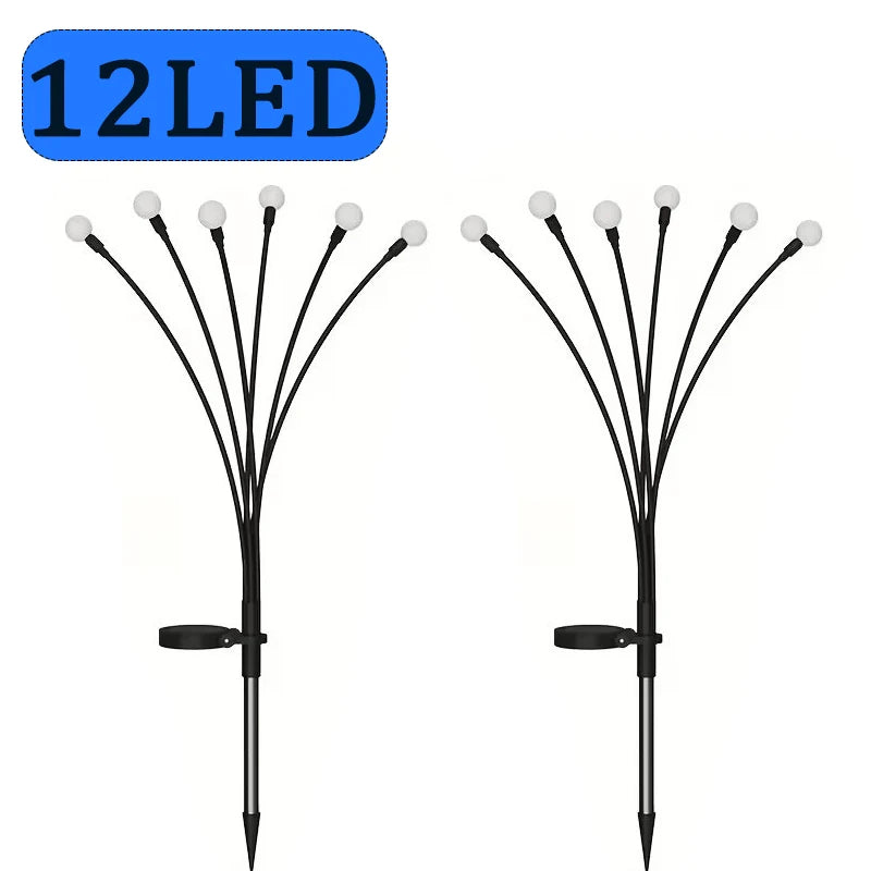 Outdoor Solar Firefly Sway Lights Garden Pathway Decor Stake Lawn Lamp