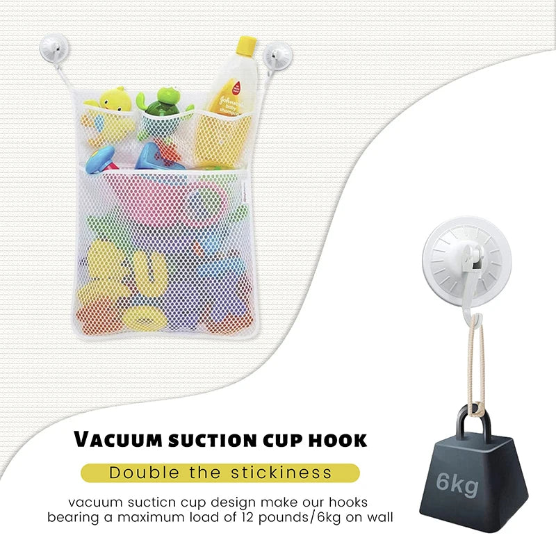 Baby Shower Mesh Bath Toy Storage Bag with Strong Suction Cups for Kids & Toddlers