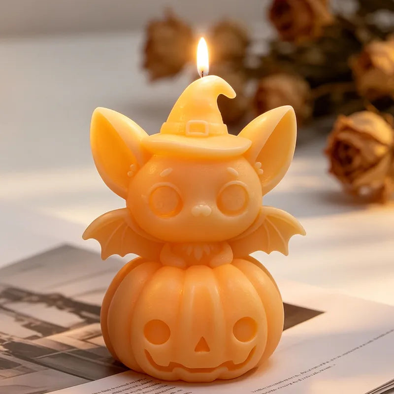 Halloween Pumpkin Bat Silicone Mold for Candle Making & Crafts - DIY Plaster Casting