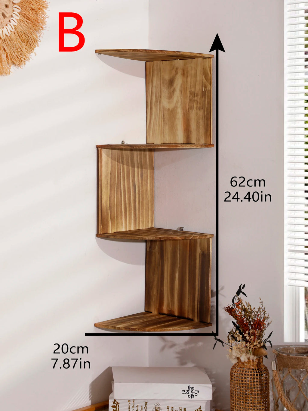 2/4-Tier Wall Corner Shelves Set Floating Storage Racks for Kitchen Living Room