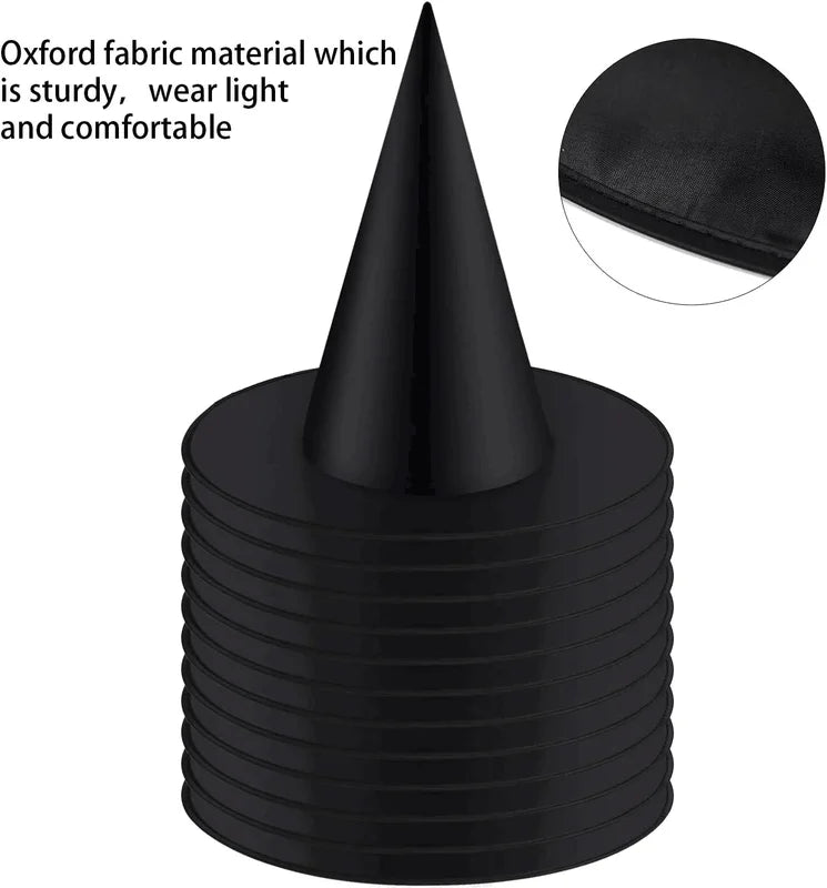 12 Pack Halloween Witch Hat Costume Accessories - Black, Collapsible & Durable