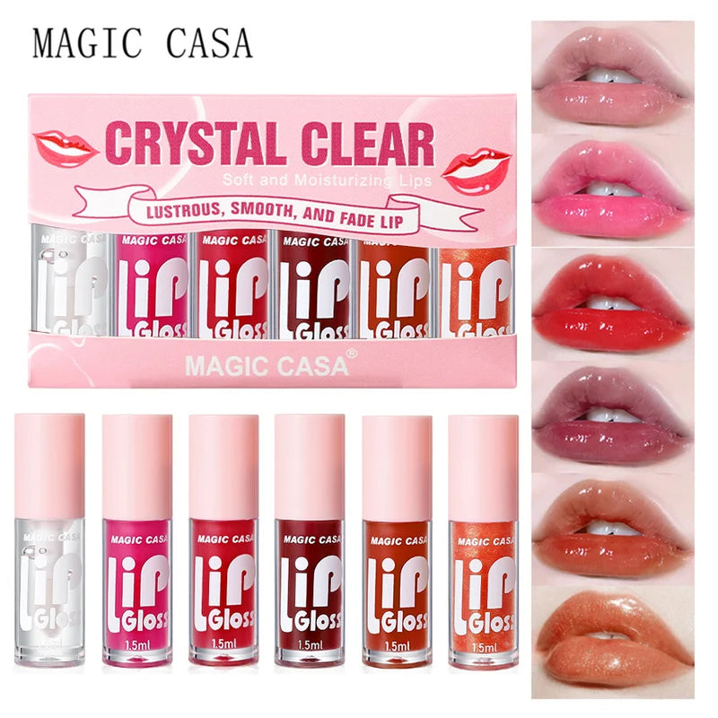6pcs Lip Hydrating Oil Set - Long-Lasting Moisturizing Lip Gloss & Shimmer