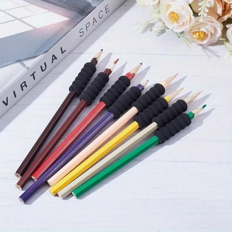 Foam Pencil Grip Set - Black, Red, Blue, Comfort & Ergonomic Pen Holders