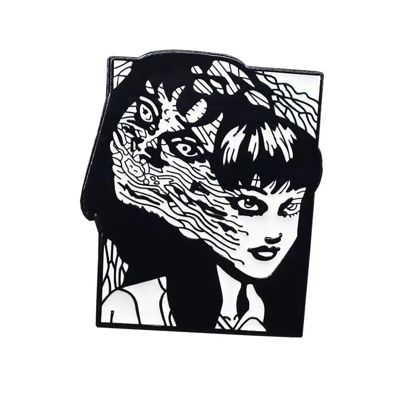 Junji Ito Enamel Pin Horror Movie Girl Metal Badge Comic Series Brooch - Halloween Accessories
