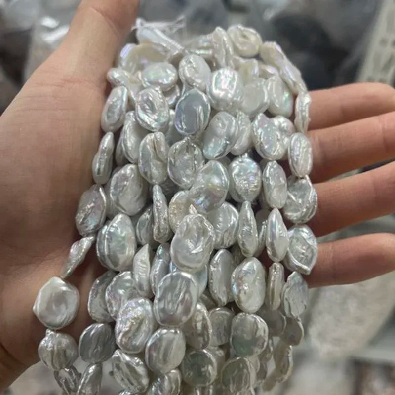 Natural White Freshwater Pearl Beads 12x16mm Square 18cm Jewelry Making Supplies