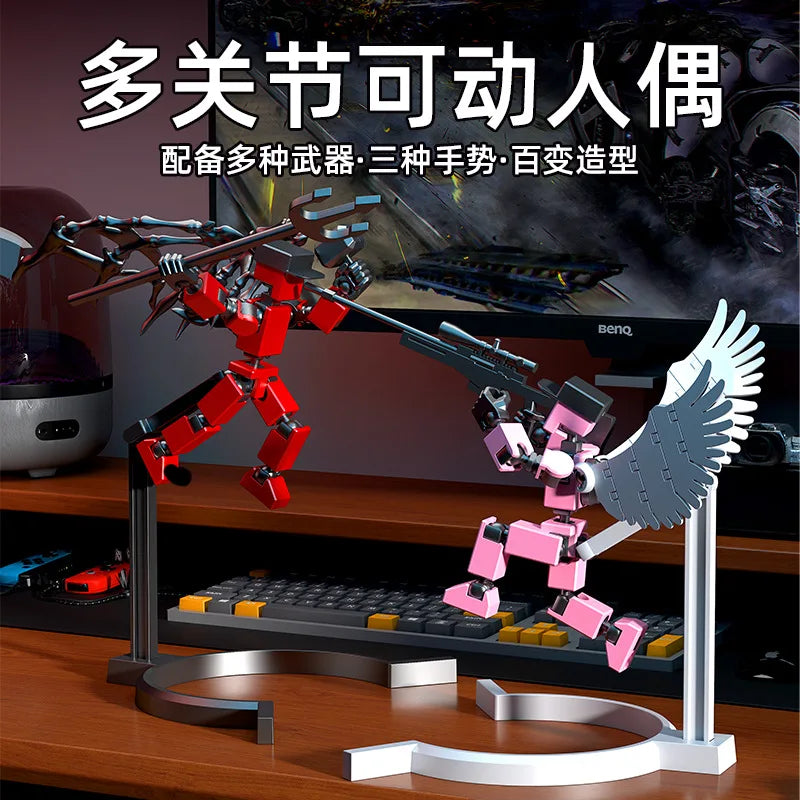 Mini Action Figures Toys with Accessories - Articulated Robot Collectible for Desk Decor
