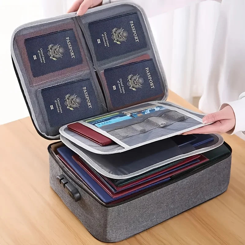 Large Capacity Portable Family Storage Bag with Anti-Theft Password Lock - Durable Document Organizer