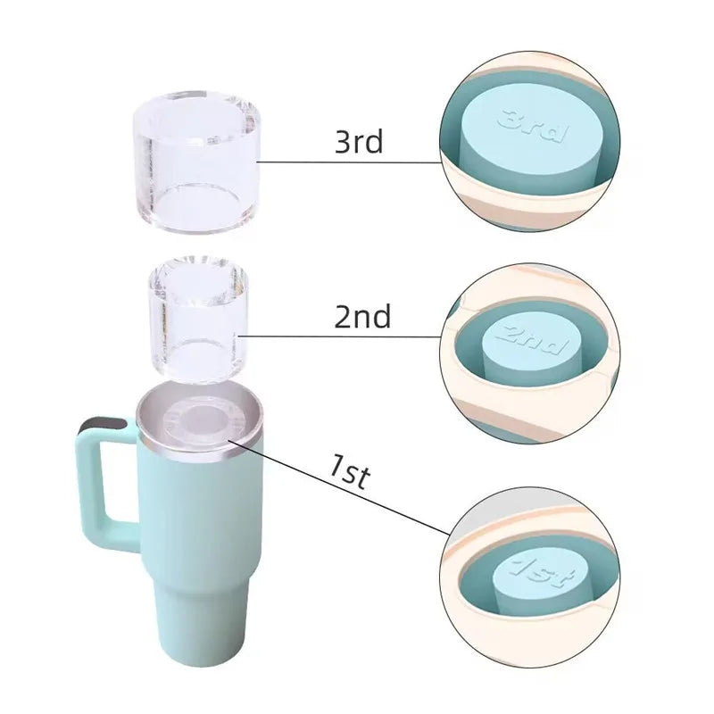 3-Grid Silicone Ice Cube Tray for Stanley 30/40 Oz Tumblers Reusable Molds