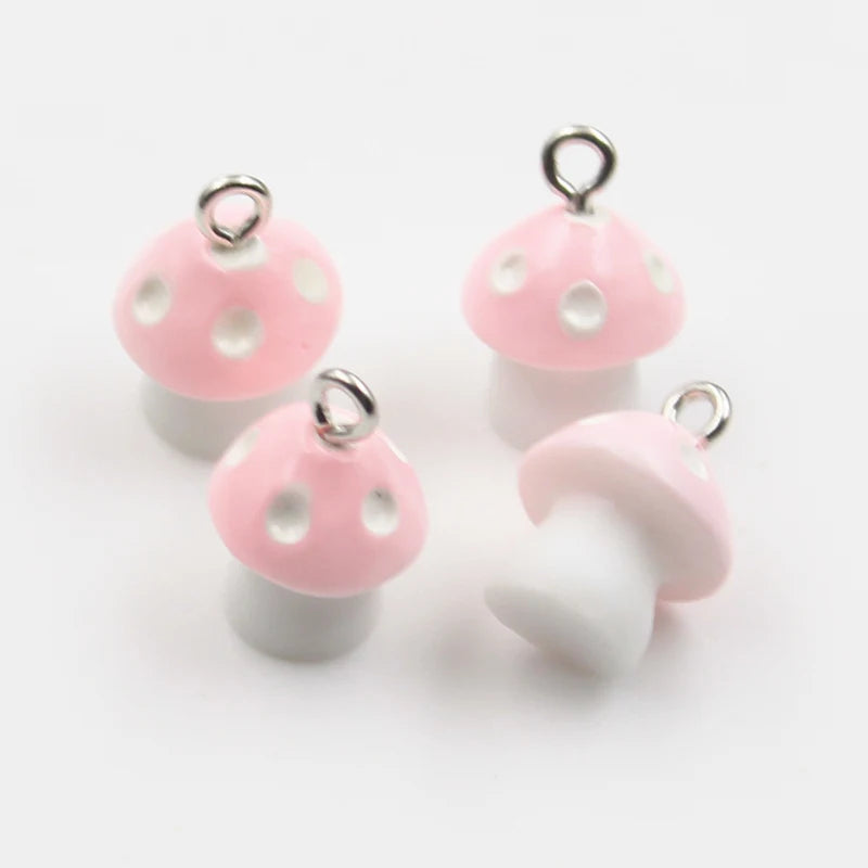 Colorful 3D Mushroom Resin Charms for Jewelry Making - 10pcs