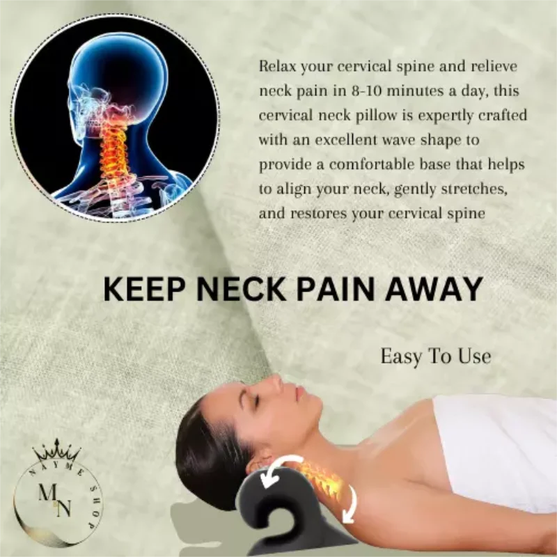 Neck and Shoulder Relaxer Cervical Traction Device with Remedial Pillow - Adjustable Support