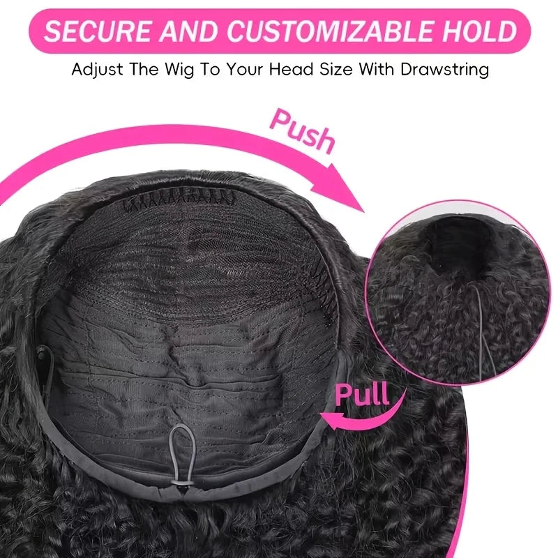 Brazilian Human Hair Curly Wig 16-36in Seamless Glueless Half Wig for Natural Look
