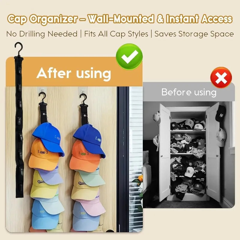 Over The Door Hat Organizer - Space Saving Baseball Cap Storage Rack