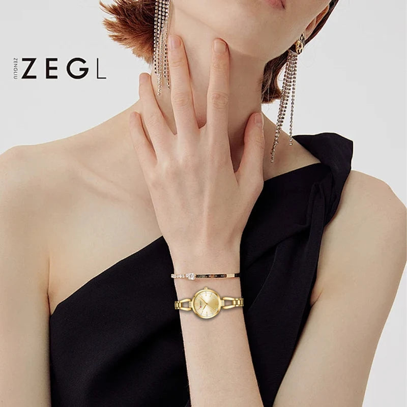 Casual Vintage Ladies Watch with Stainless Steel Dial and Adjustable Band