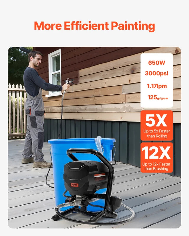 Stand Airless Paint Sprayer 650W 3000 PSI Electric Paint Machine with Extension Rod