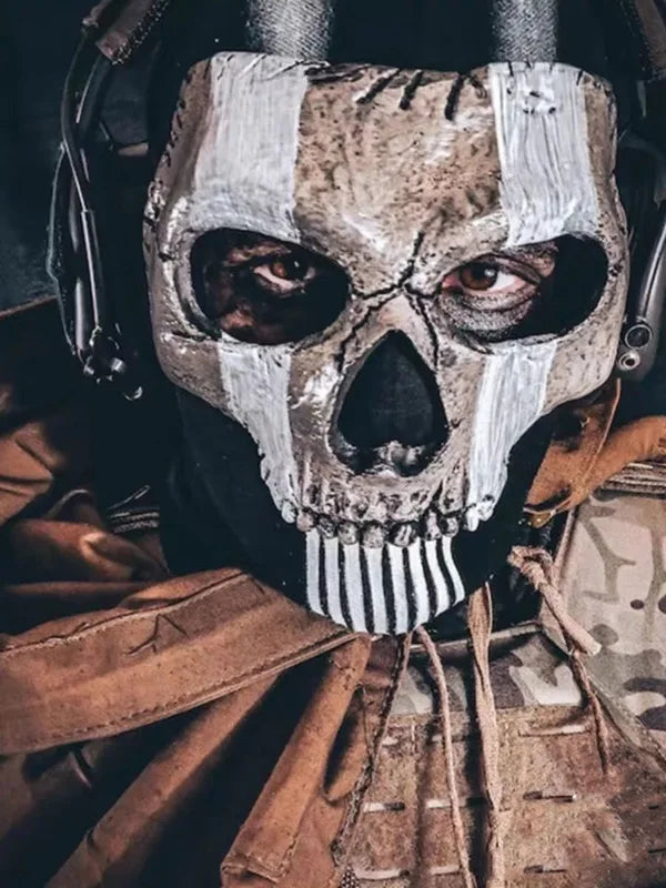 Paintable 3D Printed White Skull Mask Halloween Cosplay Prop
