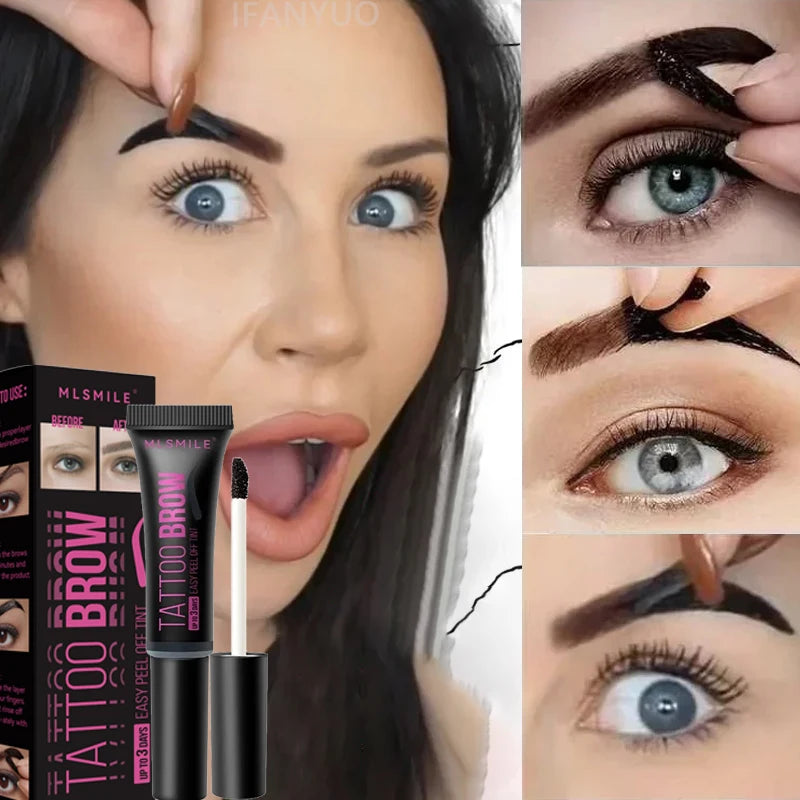 Waterproof Semi-Permanent Eyebrow Gel - Long Lasting Tint & Peel Off Makeup