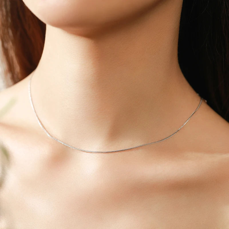 Sterling Silver Chain Necklace for Women Adjustable 40+5CM Jewelry Gift