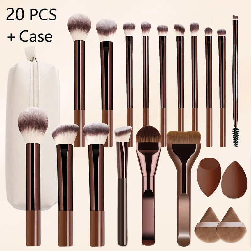 20-Piece Makeup Brush Set with Case - Soft Bristles, Cruelty-Free & Vegan