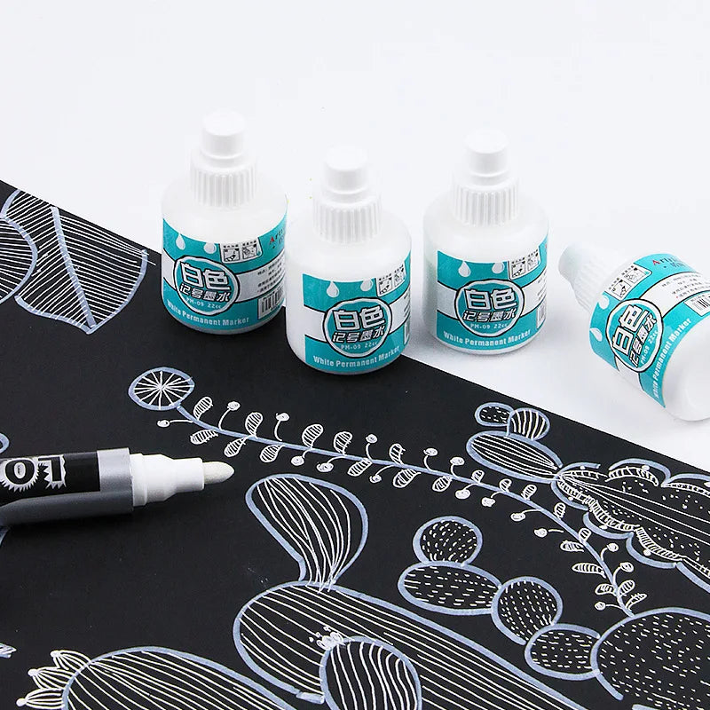 Waterproof Oil-Based White Marker Ink Refill Set for Paint Pens