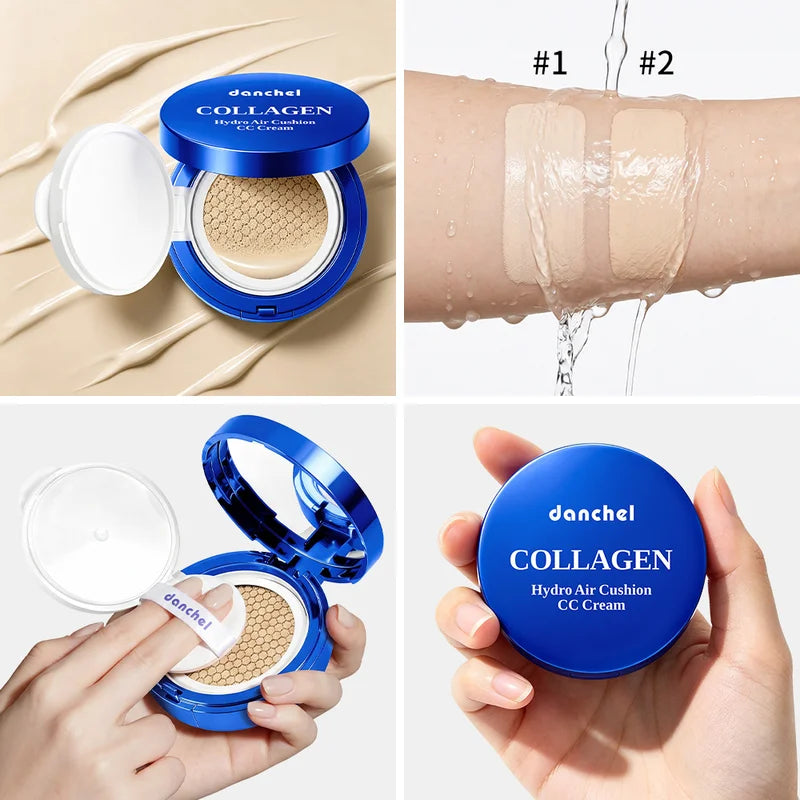 Collagen Air Cushion CC Cream Foundation with Hydration & Brightening for Natural Dewy Look