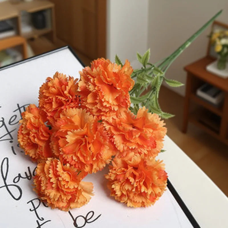 Artificial Carnation Flower Bouquet - Realistic Fake Flowers for Home Decor & Weddings