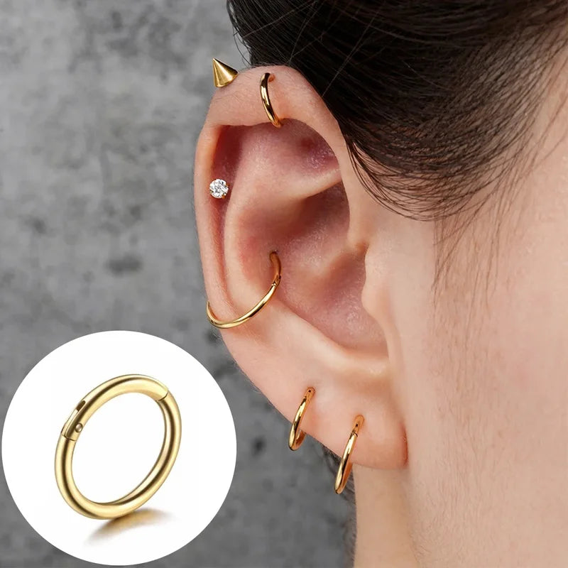 Titanium Septum Piercing Clicker Nose Ring Hoop Cartilage Earring - 6/8/10/12mm