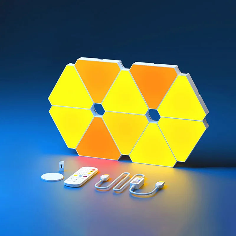 RGB LED Triangular Wall Lamp for Bedroom Office Decor - Smart Pickup Rhythm Light