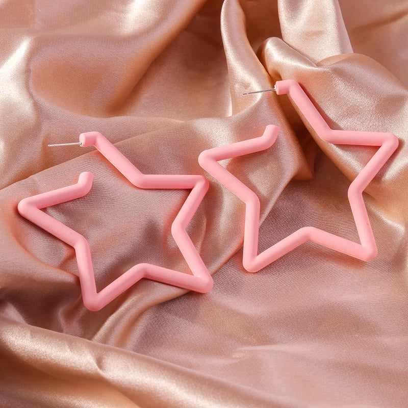 Geometric Neon Acrylic Hoop Earrings for Women - Star, Heart, Triangle Styles