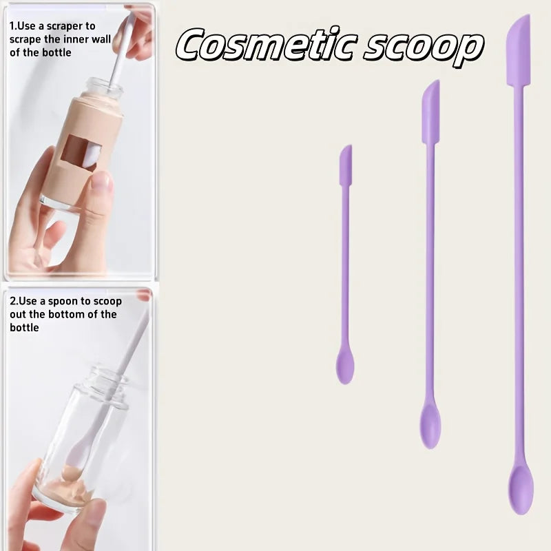 Reusable Silicone Spatulas Set - Eco-Friendly Cosmetic & Makeup Scrapers, Travel-Friendly, Easy to Clean
