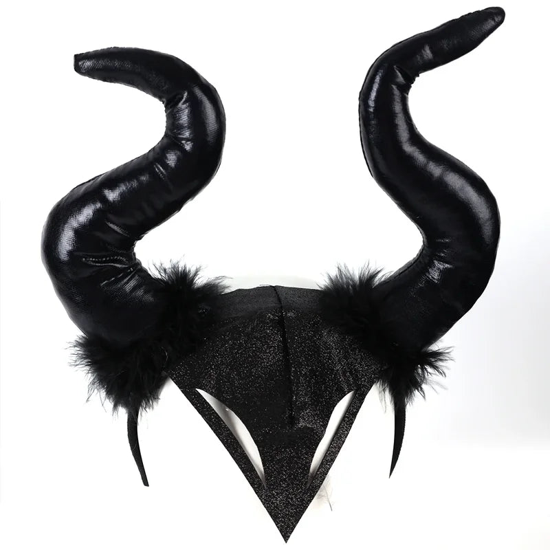 Women Halloween Demon Horn Headband Evil Queen Glitter Costume Accessory