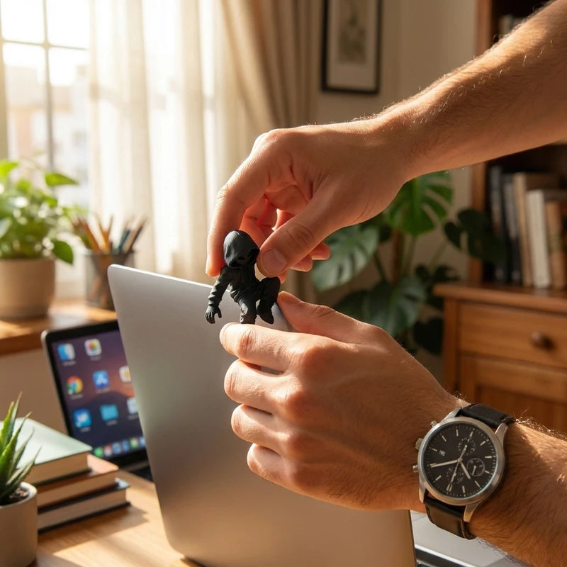 Hooded Climbing Monitor Edge Decor Figurine for Gaming & Office Setup