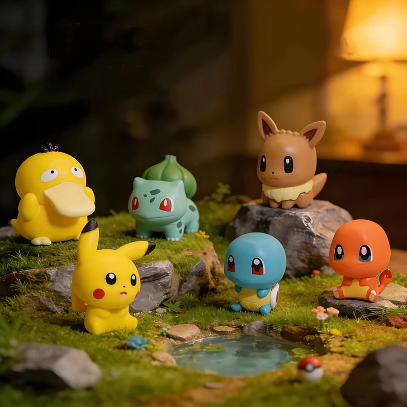 Mini Anime Pokemon Figures Set - Pikachu Bulbasaur Charmander Munchlax Toys