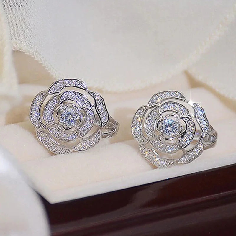 Elegant Cubic Zirconia Stud Earrings for Women - Versatile Jewelry for Weddings & Parties